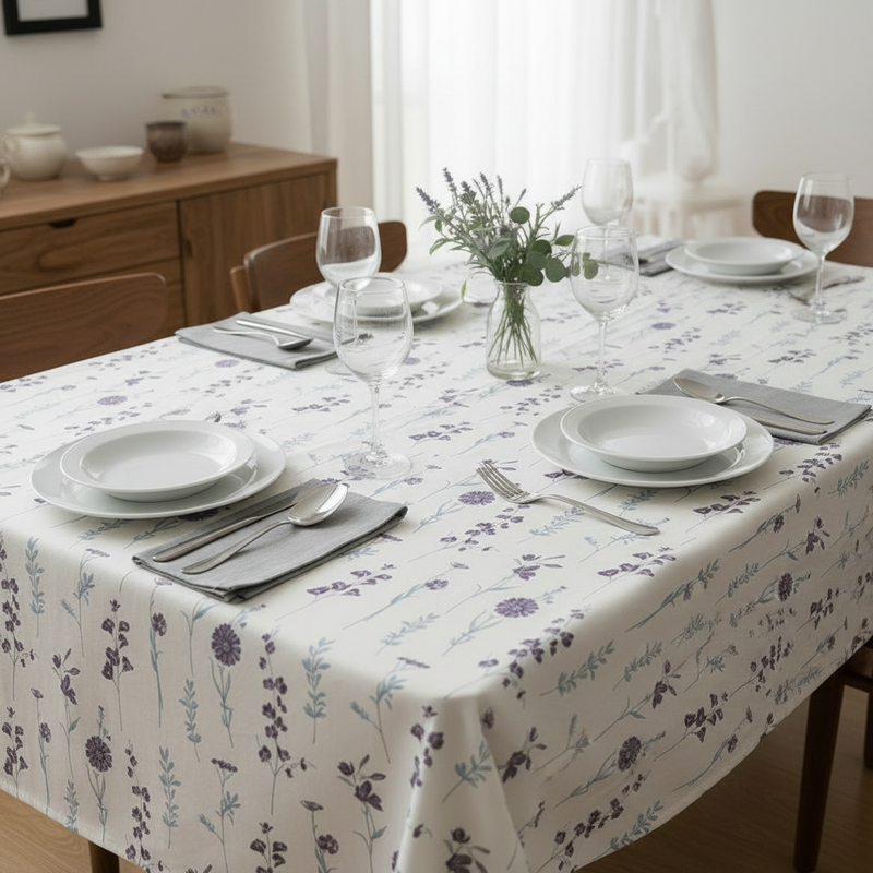 Cotton Premium Dining Table Cover (Blue & Purple)-4