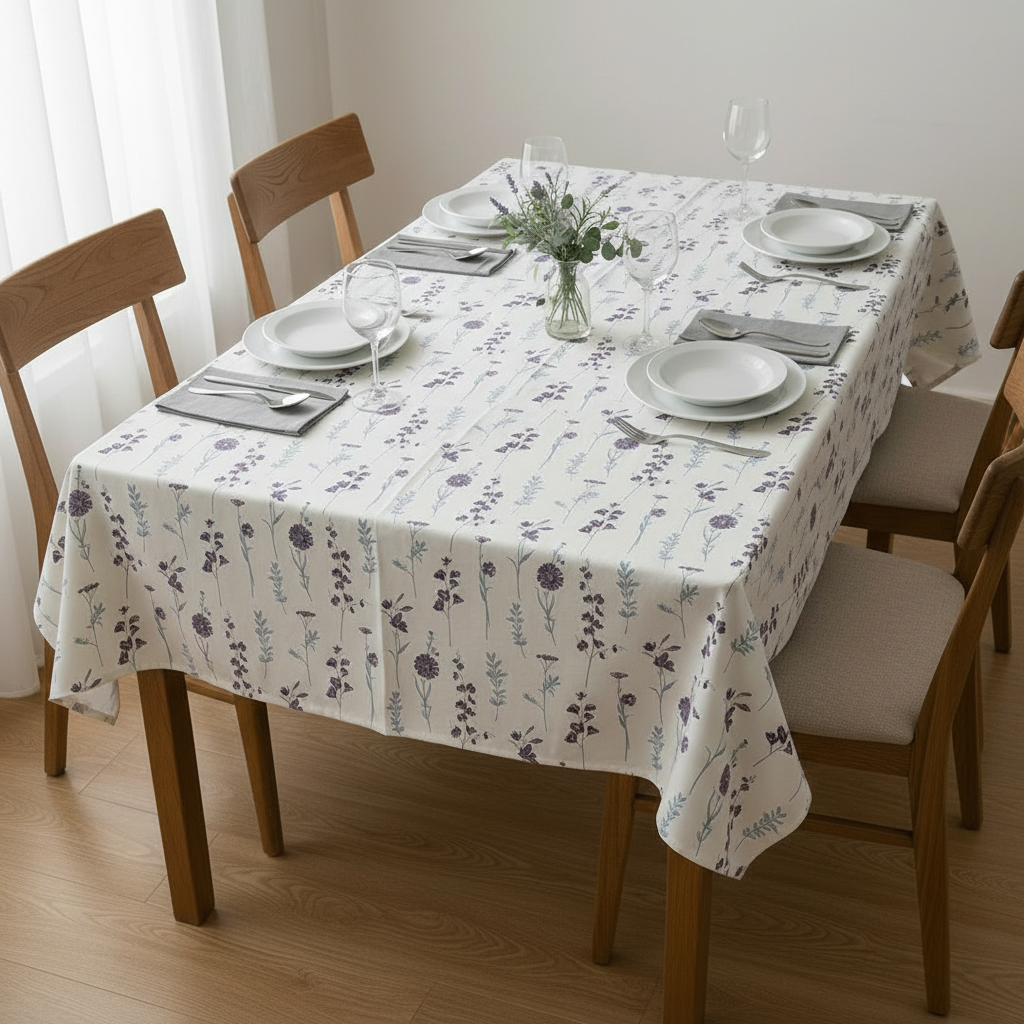 Cotton Premium Dining Table Cover (Blue & Purple)