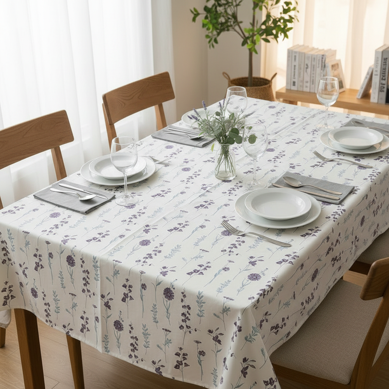 Cotton Premium Dining Table Cover (Blue & Purple)-3