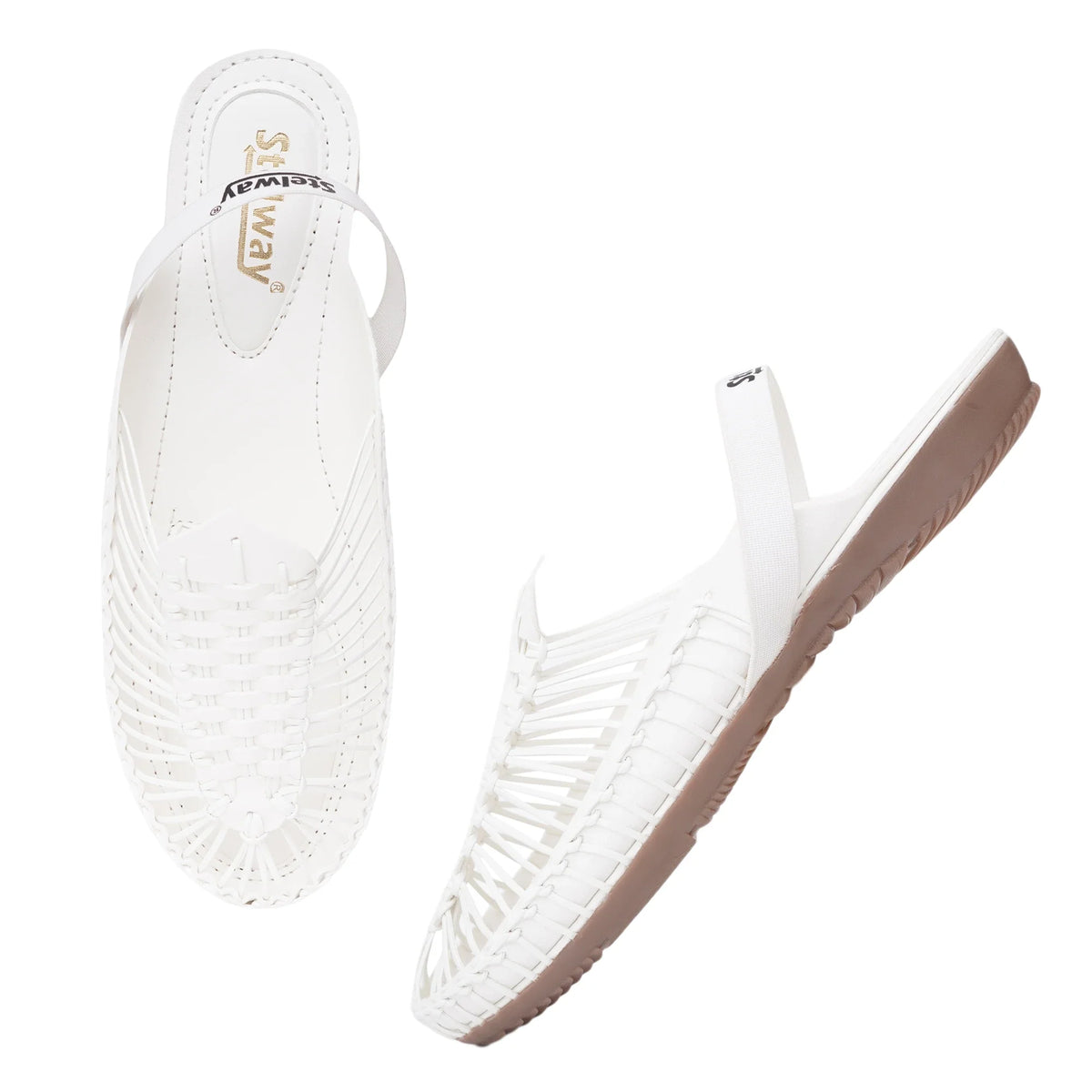 White Handcrafted Flat Sandal Clogs-6