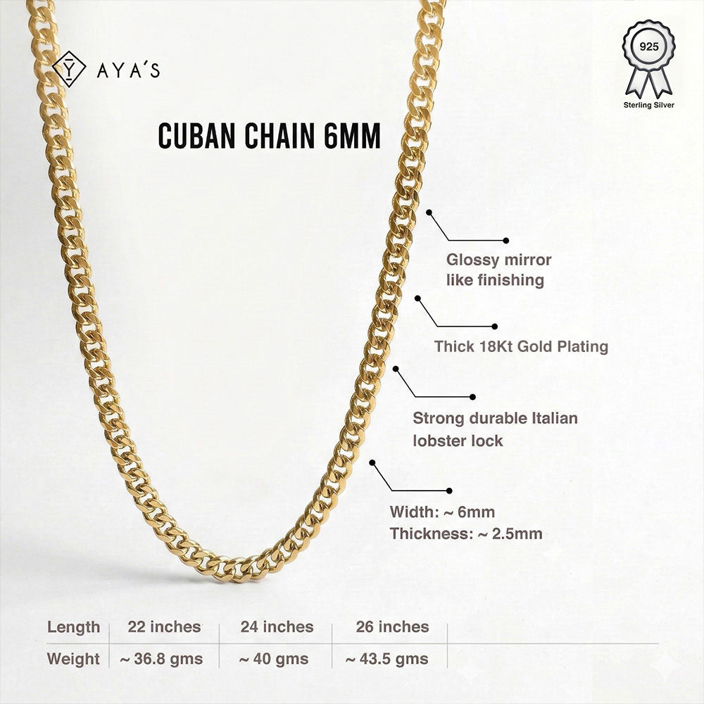 925 Silver Cuban Chain - 6 mm
