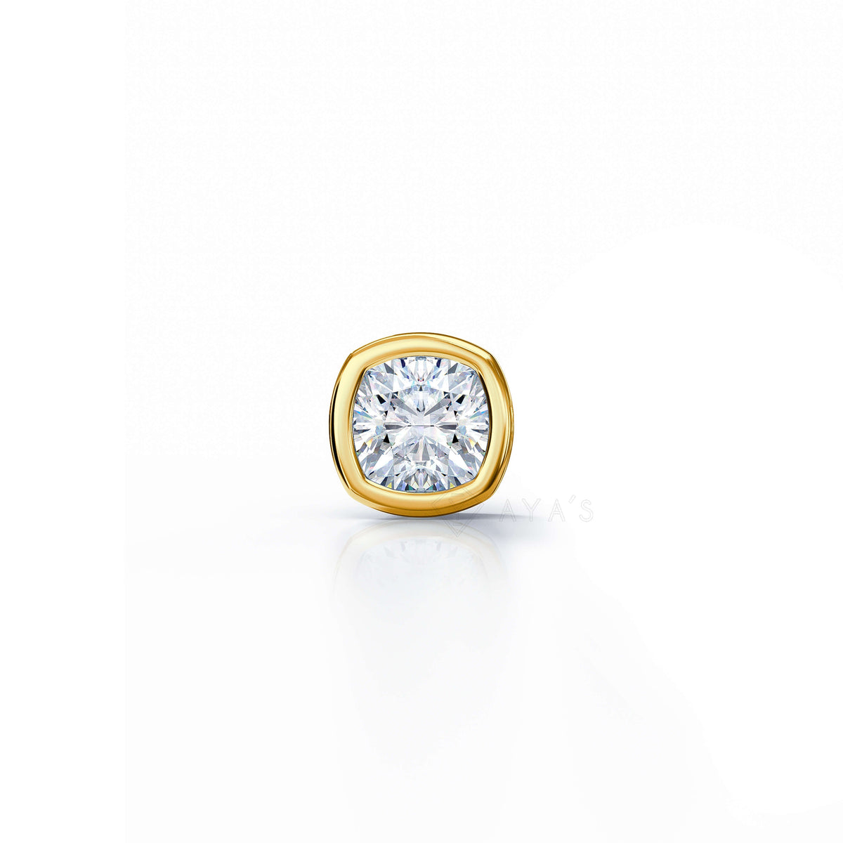 Cushion Solitaire CZ Stud Earring (Single Stud) | 925 Sterling Silver, AAAA Grade Cubic Zirconia, Rhodium Plating & Glossy Finish