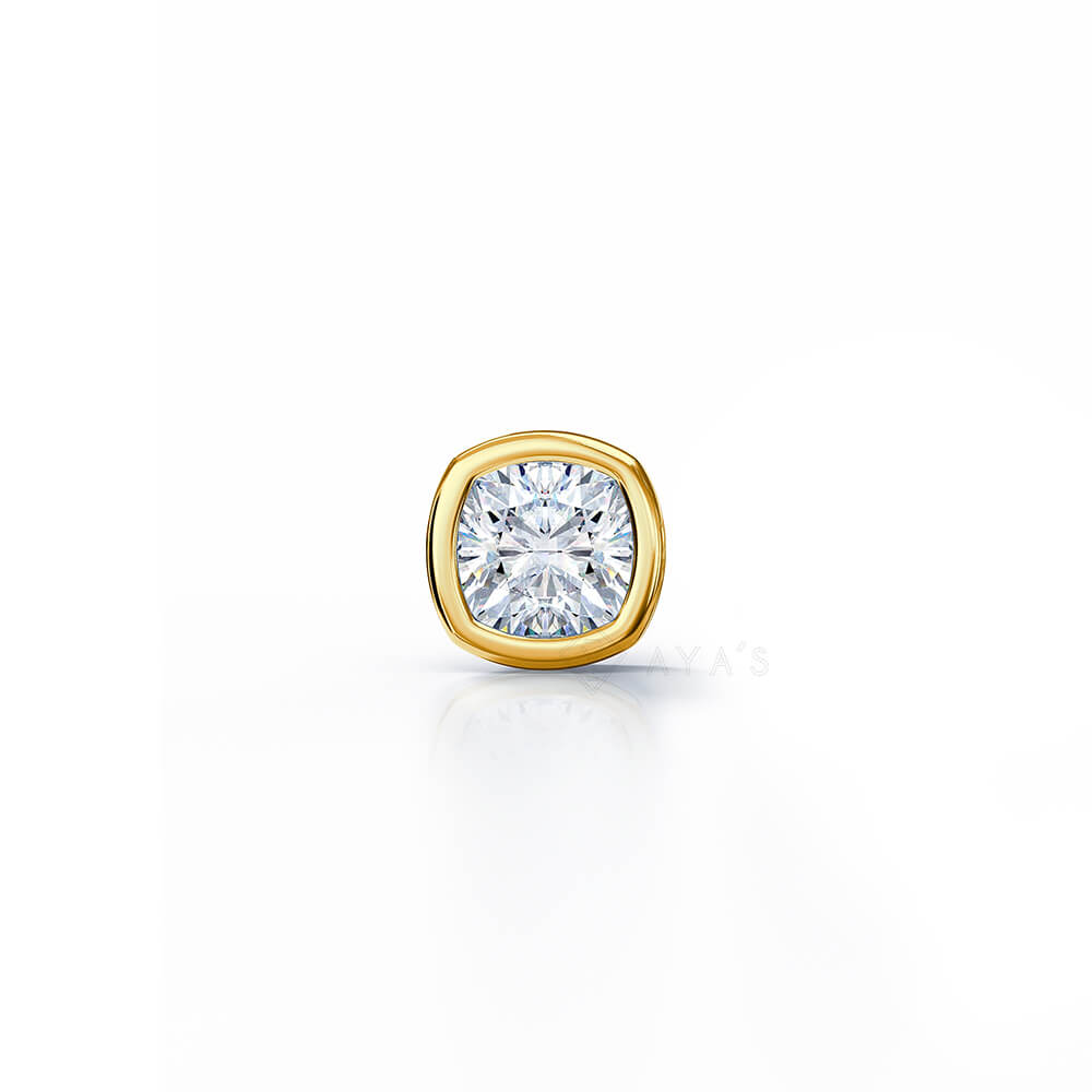 Cushion Solitaire CZ Stud Earring (Single Stud) | 925 Sterling Silver, AAAA Grade Cubic Zirconia, Rhodium Plating & Glossy Finish
