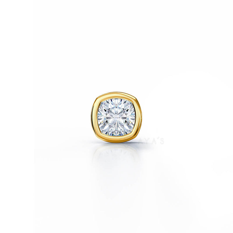 Cushion Solitaire CZ Stud Earring (Single Stud) | 925 Sterling Silver, AAAA Grade Cubic Zirconia, Rhodium Plating & Glossy Finish