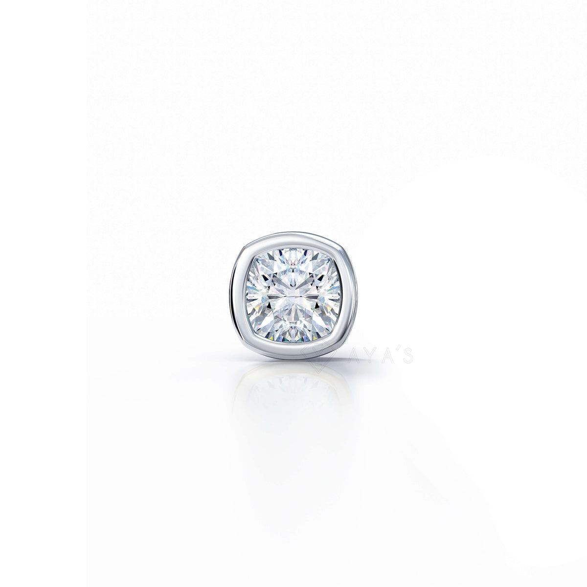 Cushion Solitaire CZ Stud Earring (Single Stud) | 925 Sterling Silver, AAAA Grade Cubic Zirconia, Rhodium Plating & Glossy Finish