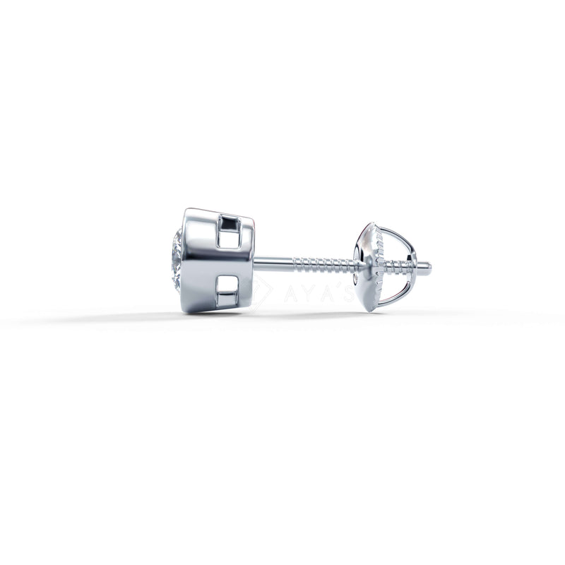 Cushion Solitaire CZ Stud Earring (Single Stud) | 925 Sterling Silver, AAAA Grade Cubic Zirconia, Rhodium Plating & Glossy Finish