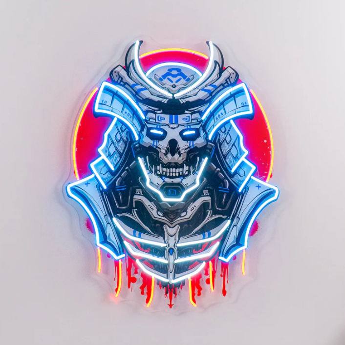 Cyber Samurai Neon Sign – Futuristic LED Warrior Wall Art Game Room Neonsignsindia