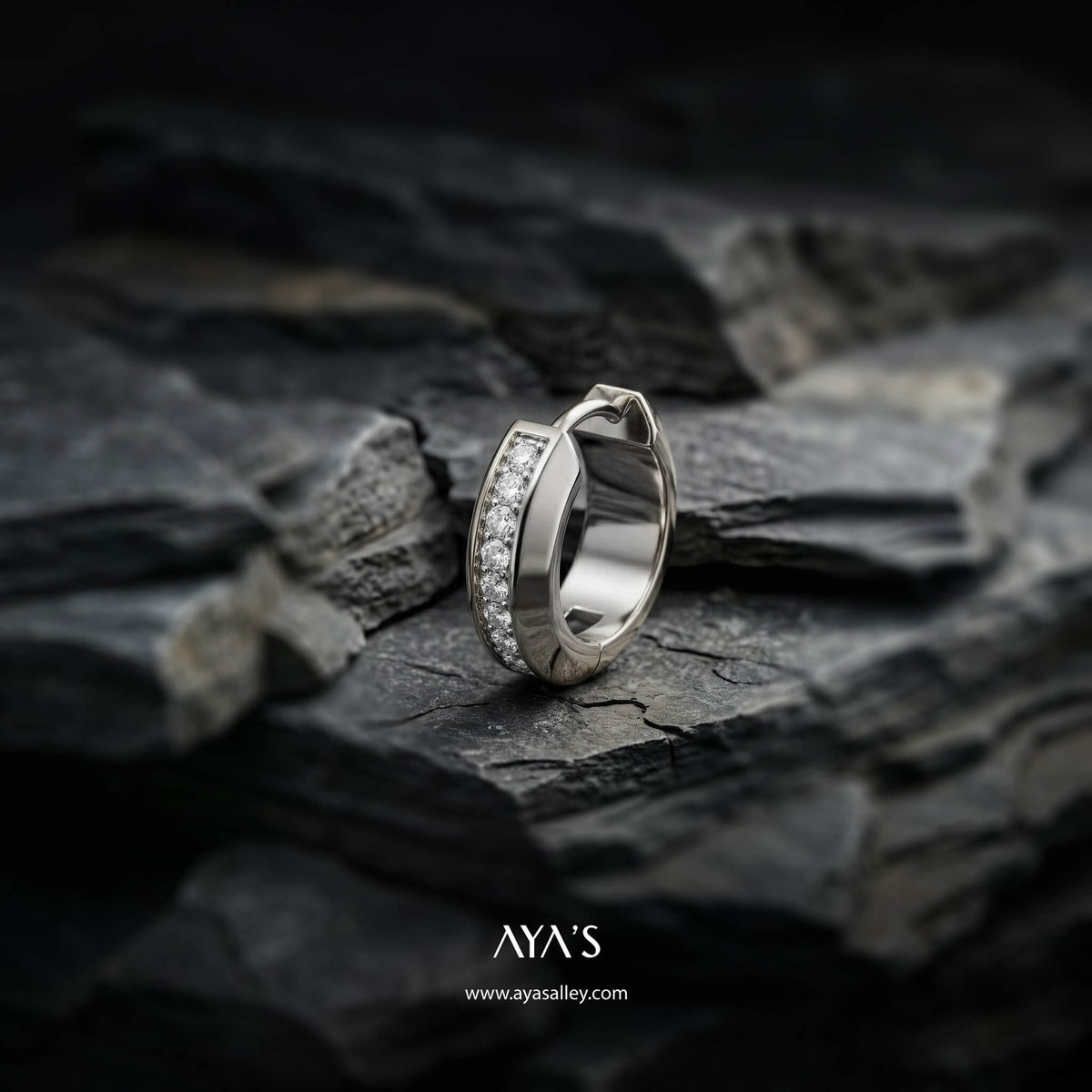 Iced Cyra Hoop Earring (Single Piece) | 925 Sterling Silver, AAAA Grade Cubic Zirconia, Glossy Finish