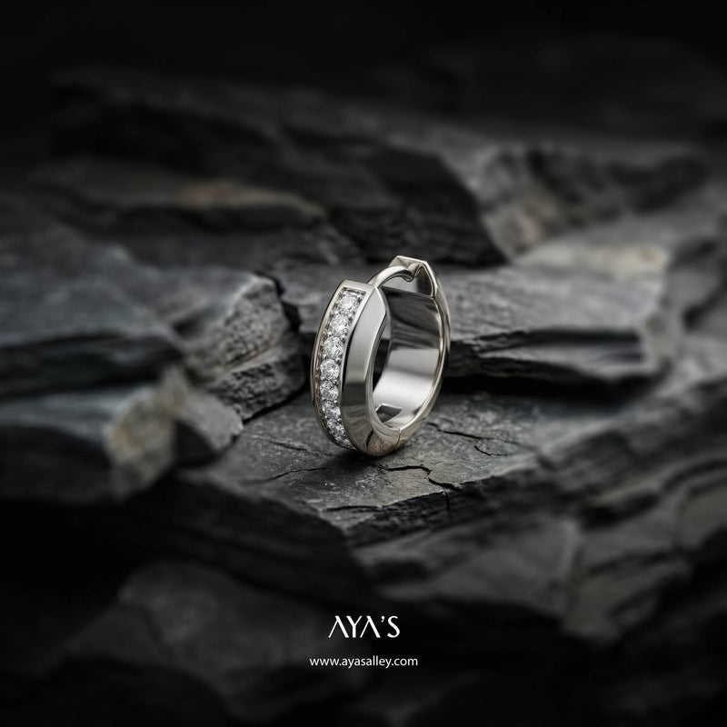 Iced Cyra Hoop Earring (Single Piece) | 925 Sterling Silver, AAAA Grade Cubic Zirconia, Glossy Finish