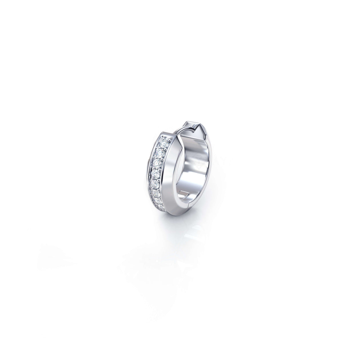 Iced Cyra Hoop Earring (Single Piece) | 925 Sterling Silver, AAAA Grade Cubic Zirconia, Glossy Finish