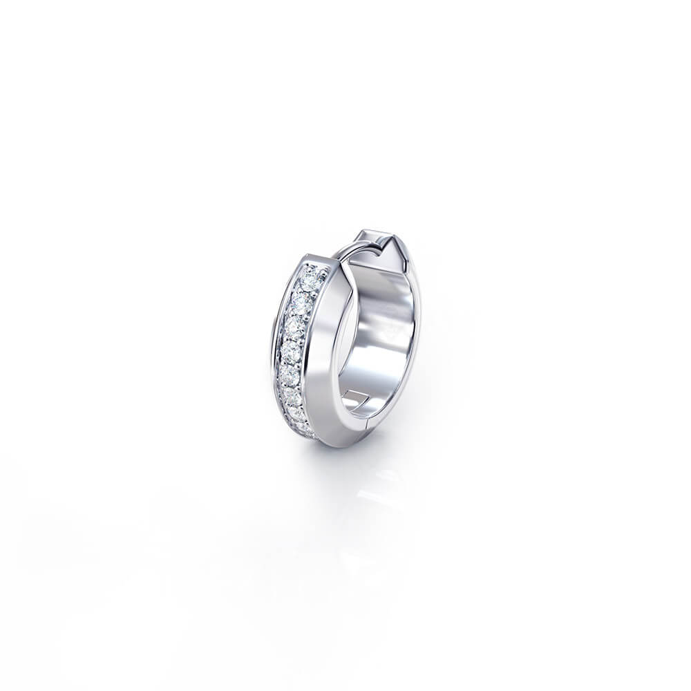Iced Cyra Hoop Earring (Single Piece) | 925 Sterling Silver, AAAA Grade Cubic Zirconia, Glossy Finish