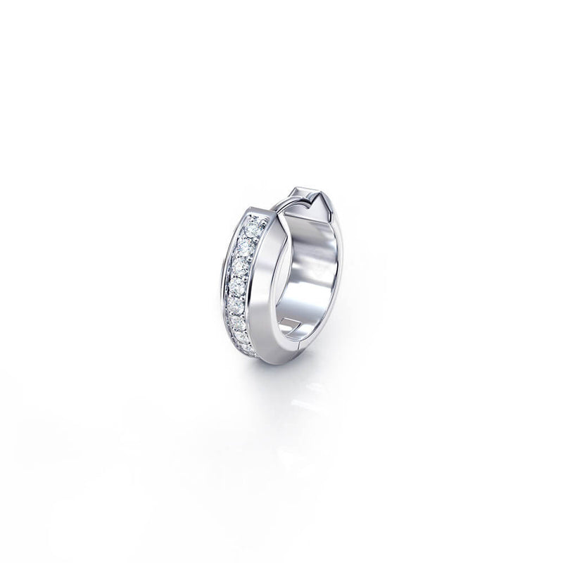 Iced Cyra Hoop Earring (Single Piece) | 925 Sterling Silver, AAAA Grade Cubic Zirconia, Glossy Finish