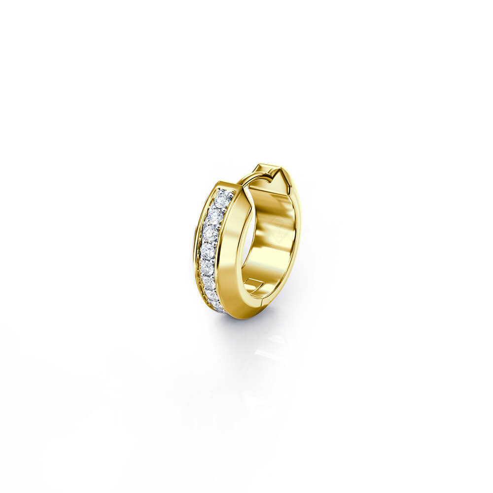 Iced Cyra Hoop Earring (Single Piece) | 925 Sterling Silver, AAAA Grade Cubic Zirconia, Glossy Finish