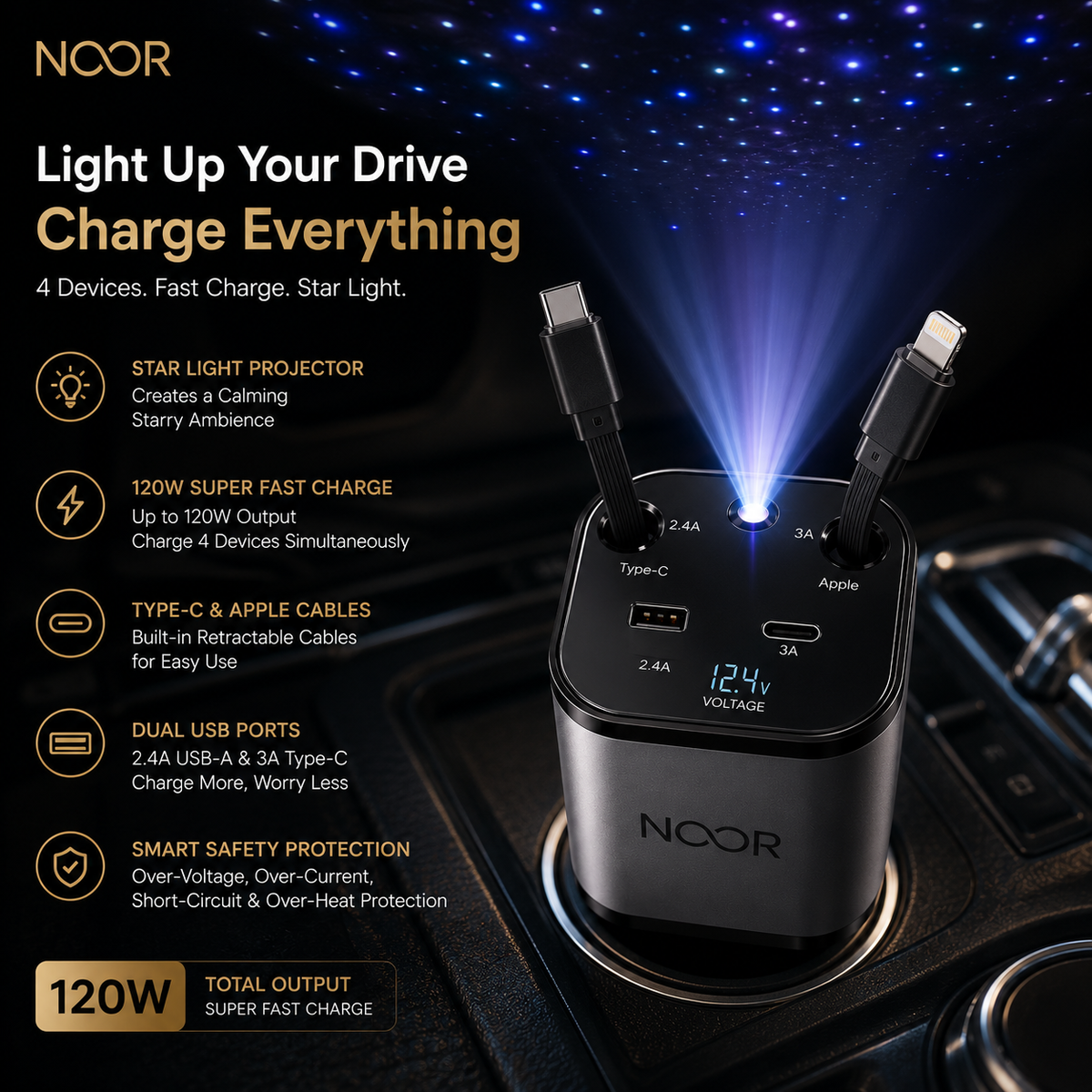 NebulaDrive™ | Fast Car Charger with Starry Light