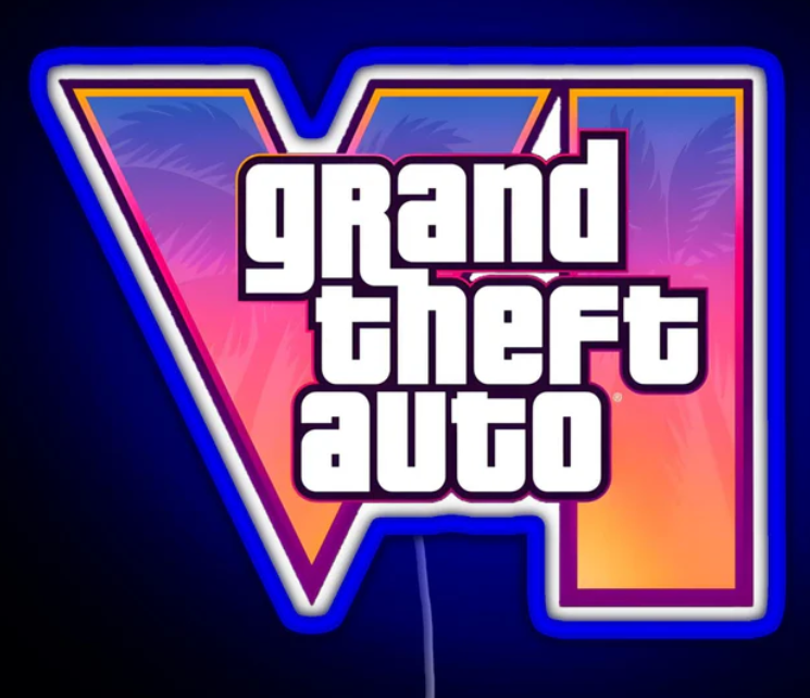 GTA VI Blue Neon Sign – Grand Theft Auto 6 LED Wall Art Blue Glow Gaming Room Light