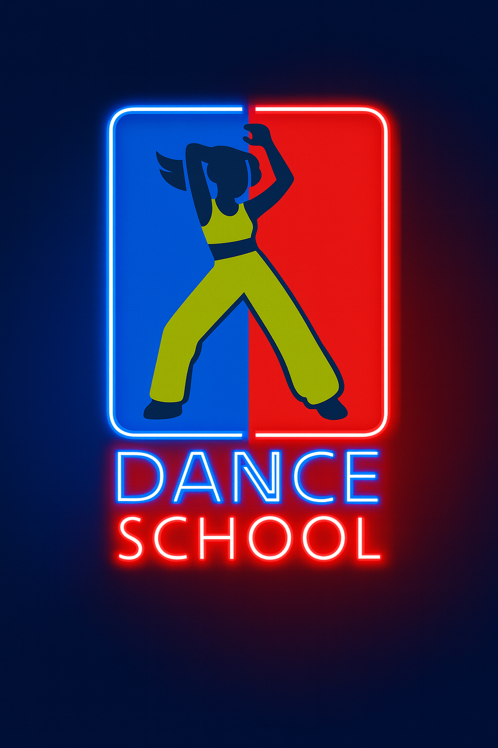 Dance School Split-Frame Neon Wall gym Sign | Blue & Red LED Decor Neonsignsindia