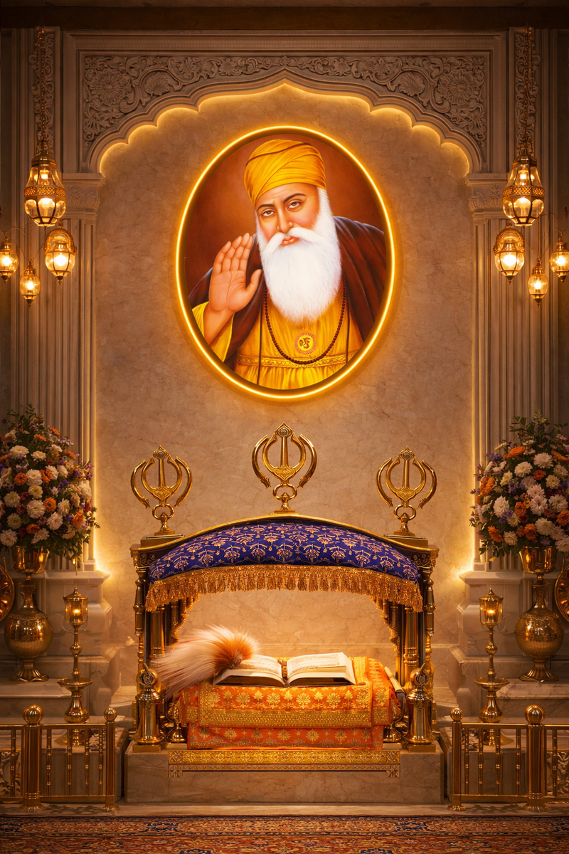 Divine Blessings – Guru Nanak Dev Ji Illuminated Wall Art Neonsignsindia