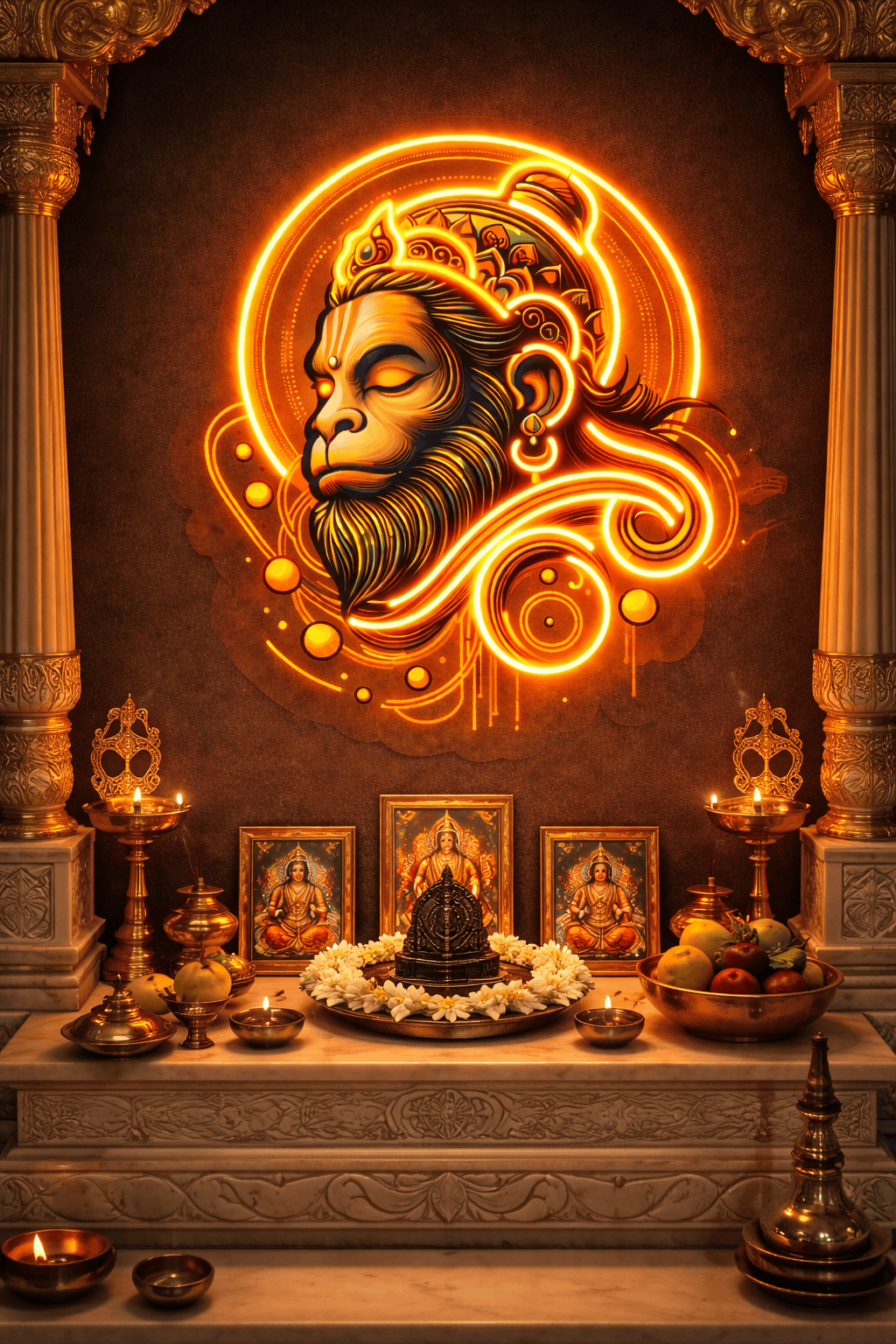 Divine Hanuman Neon Art – Radiant Orange Spiritual Wall Decor Neonsignsindia