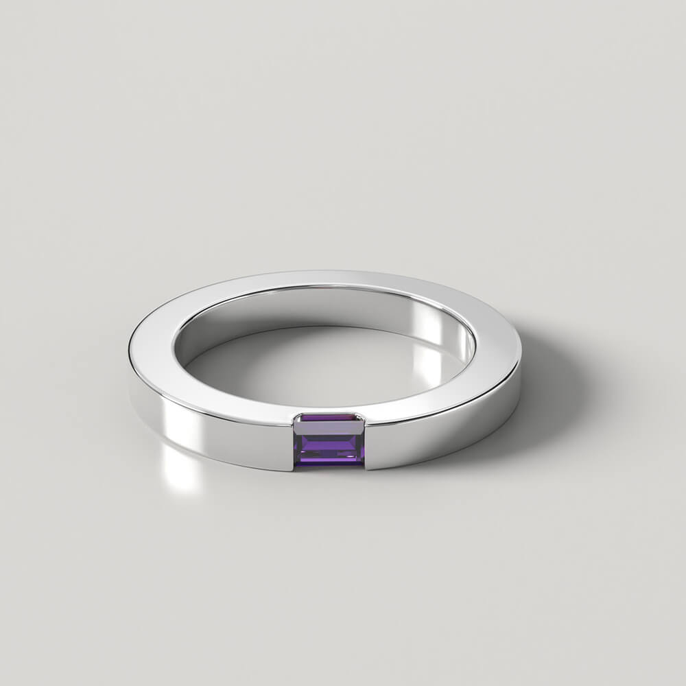 Diza Mens Ring | 925 Sterling Silver, Natural Gemstone, Rhodium Plating & Glossy Finish