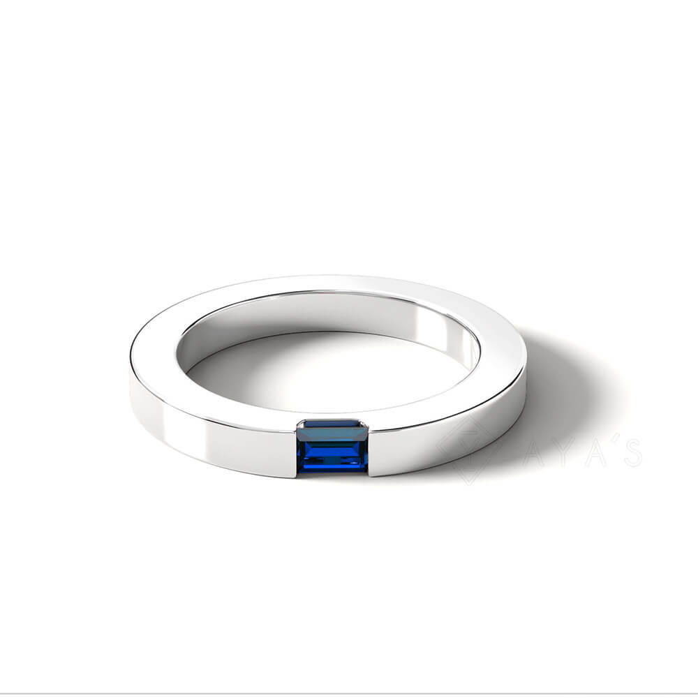 Diza Mens Ring | 925 Sterling Silver, Natural Gemstone, Rhodium Plating & Glossy Finish