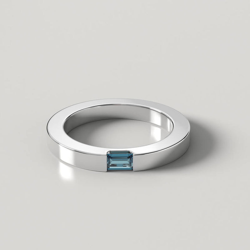 Diza Mens Ring | 925 Sterling Silver, Natural Gemstone, Rhodium Plating & Glossy Finish