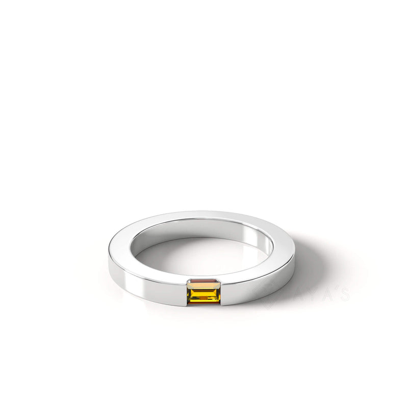 Diza Mens Ring | 925 Sterling Silver, Natural Gemstone, Rhodium Plating & Glossy Finish