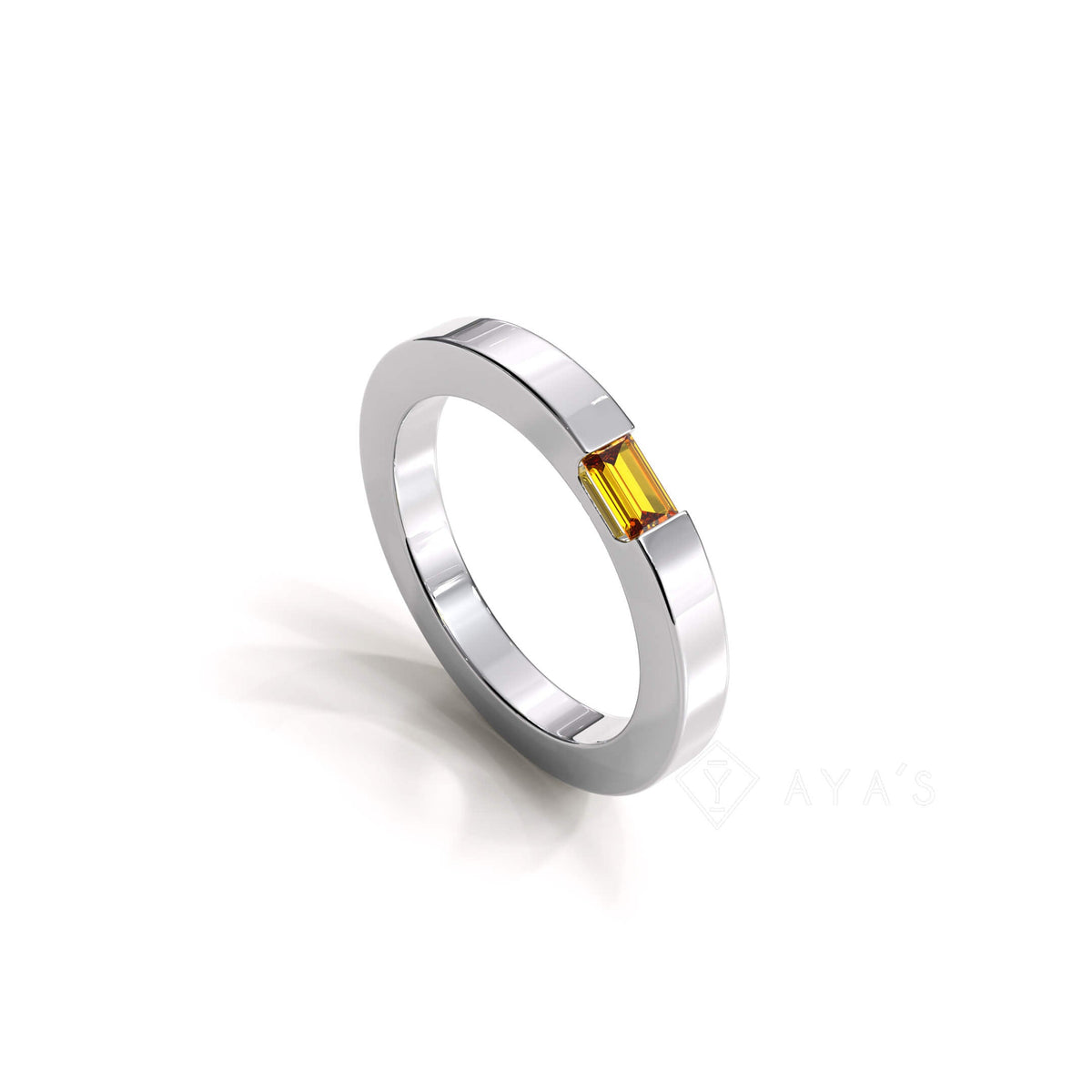 Diza Mens Ring | 925 Sterling Silver, Natural Gemstone, Rhodium Plating & Glossy Finish
