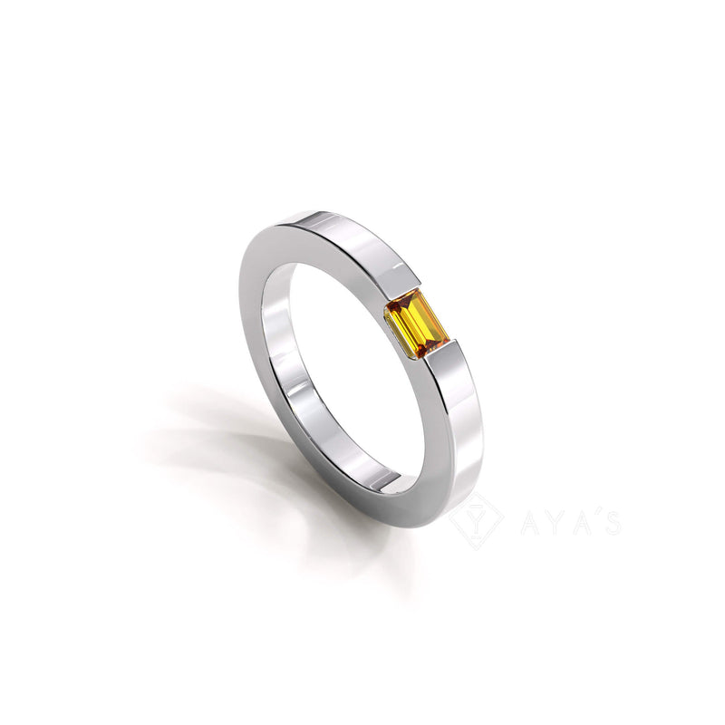 Diza Mens Ring | 925 Sterling Silver, Natural Gemstone, Rhodium Plating & Glossy Finish