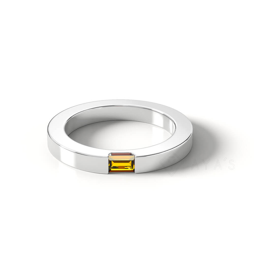 Diza Mens Ring | 925 Sterling Silver, Natural Gemstone, Rhodium Plating & Glossy Finish