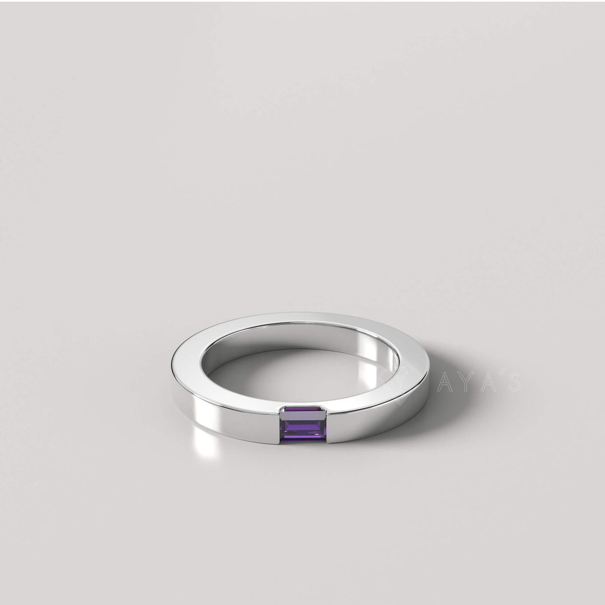 Diza Mens Ring | 925 Sterling Silver, Natural Gemstone, Rhodium Plating & Glossy Finish