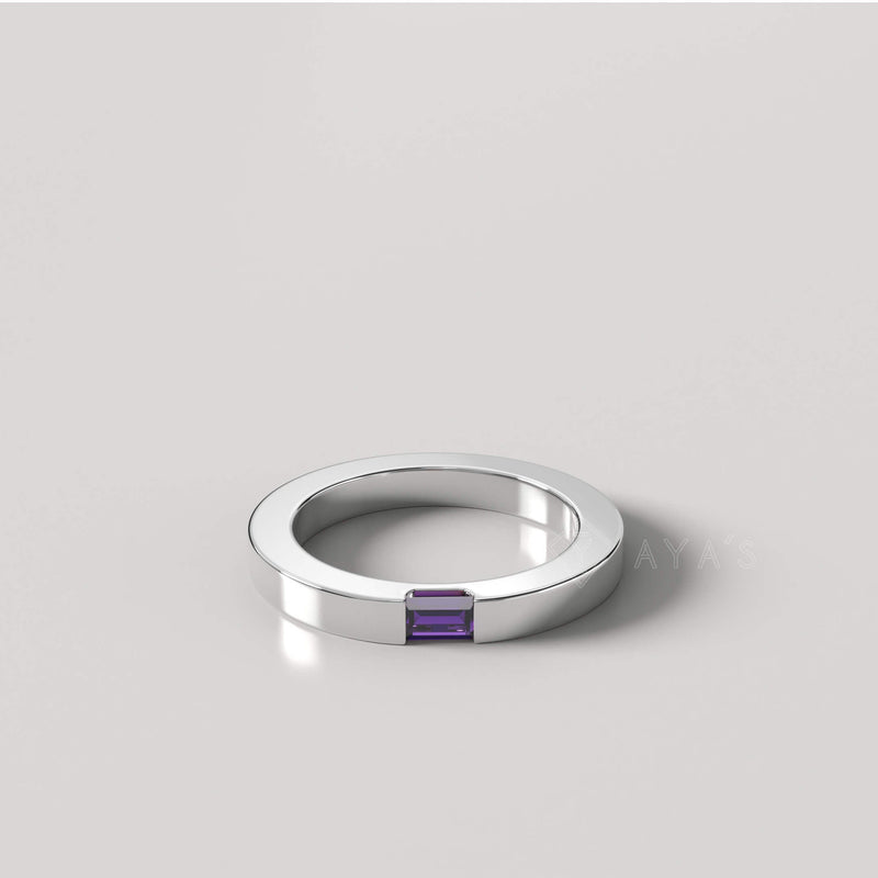 Diza Mens Ring | 925 Sterling Silver, Natural Gemstone, Rhodium Plating & Glossy Finish