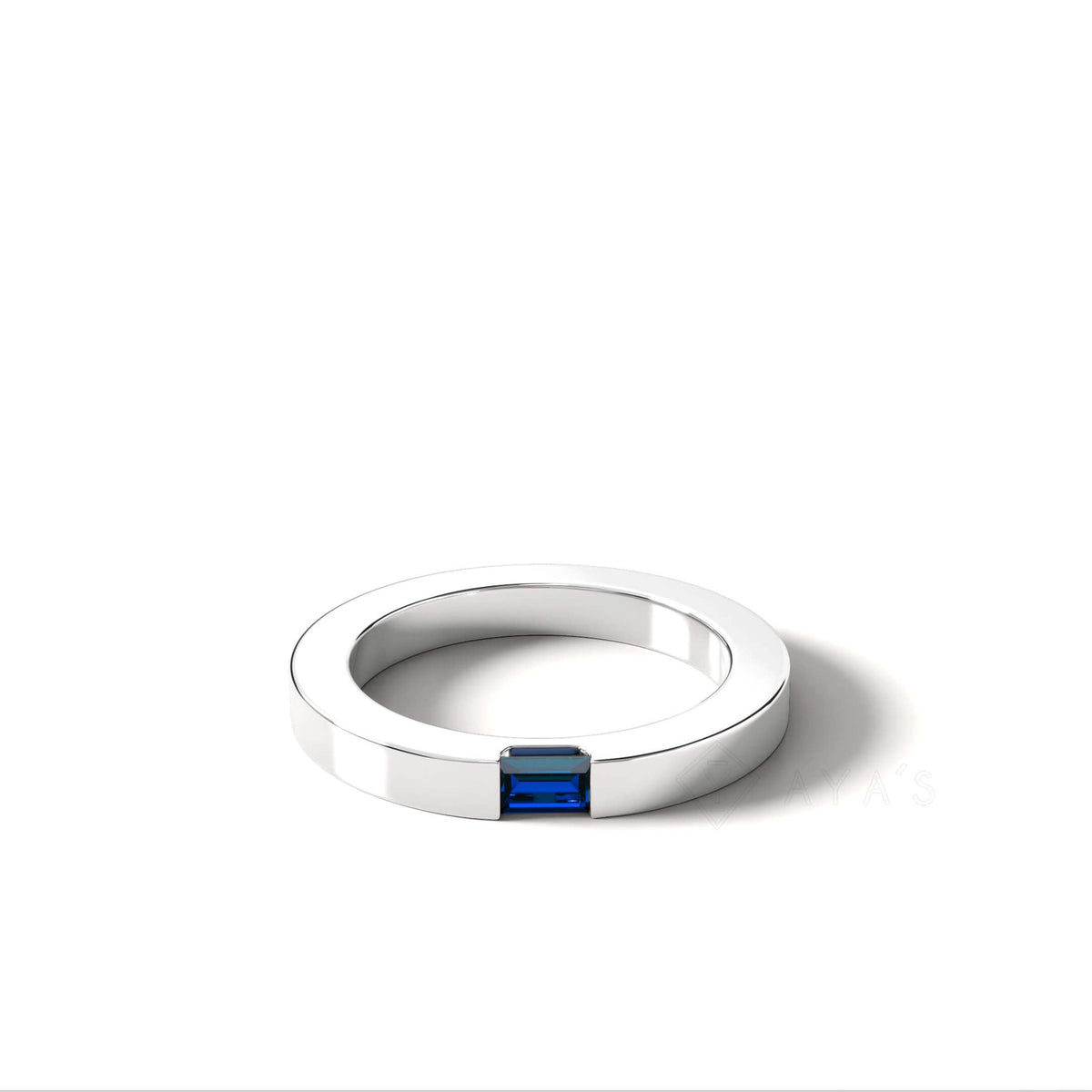 Diza Mens Ring | 925 Sterling Silver, Natural Gemstone, Rhodium Plating & Glossy Finish
