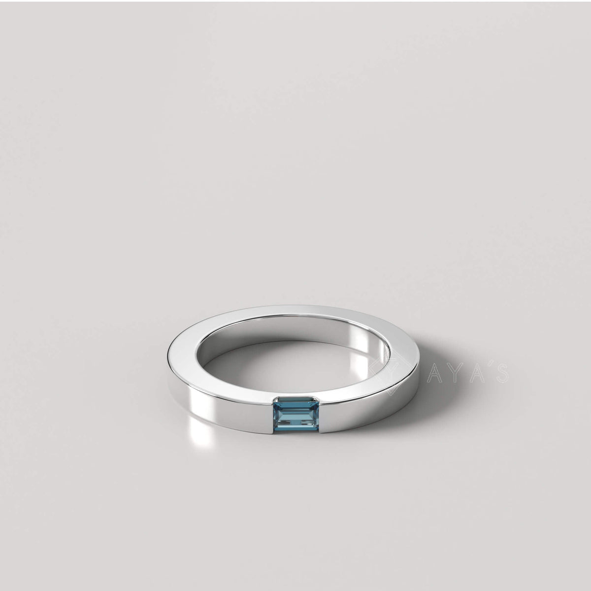 Diza Mens Ring | 925 Sterling Silver, Natural Gemstone, Rhodium Plating & Glossy Finish