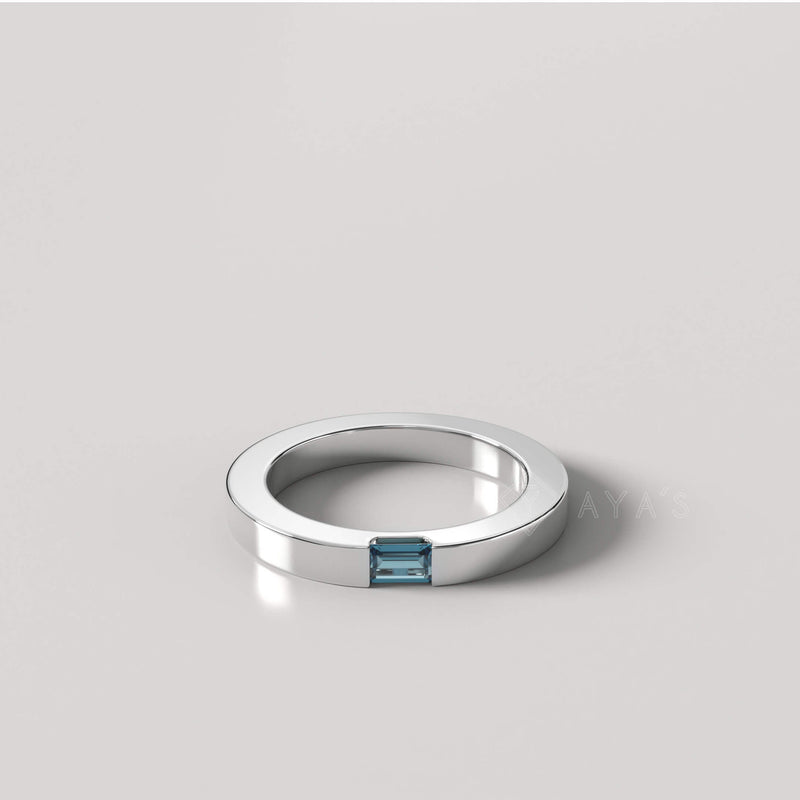 Diza Mens Ring | 925 Sterling Silver, Natural Gemstone, Rhodium Plating & Glossy Finish