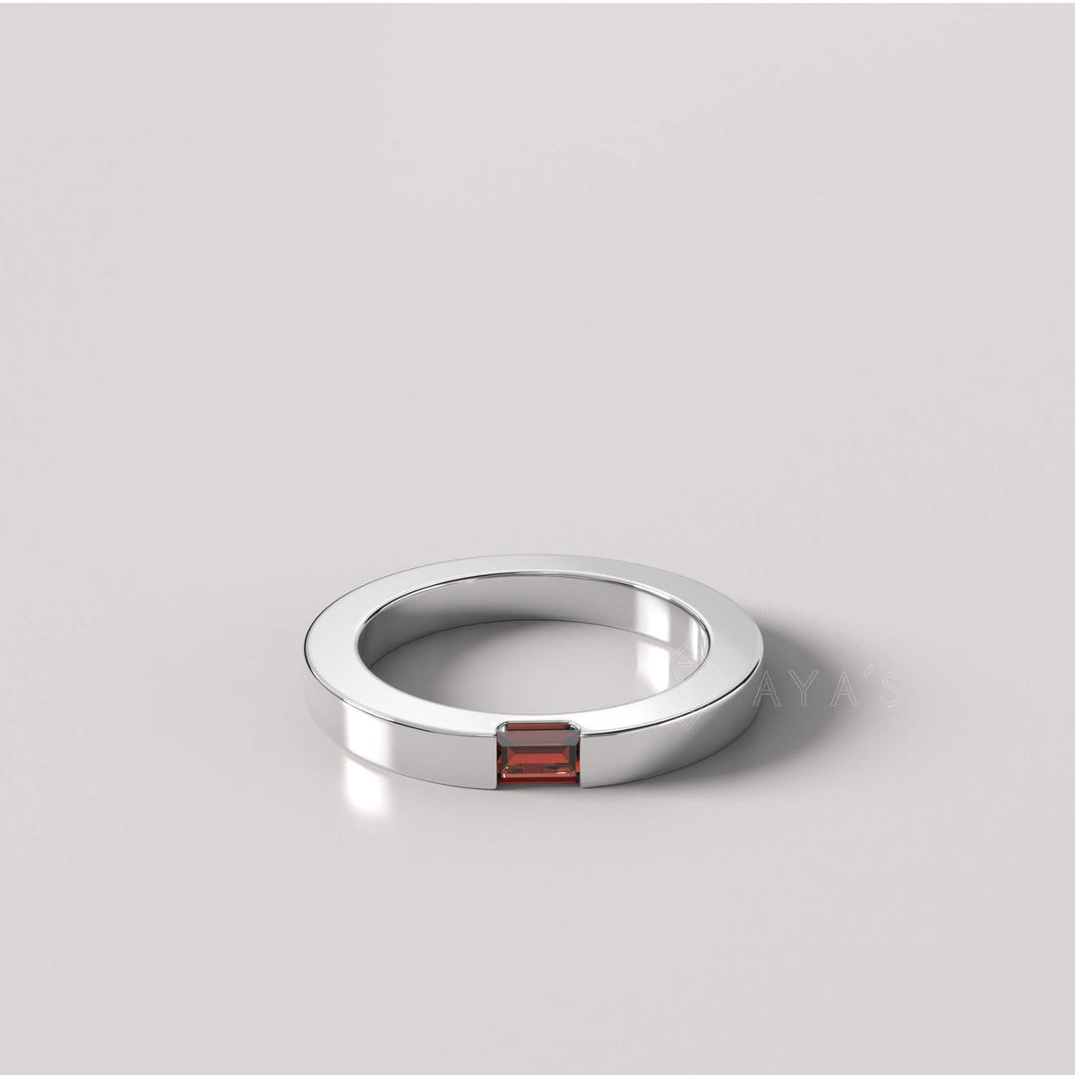 Diza Mens Ring | 925 Sterling Silver, Natural Gemstone, Rhodium Plating & Glossy Finish