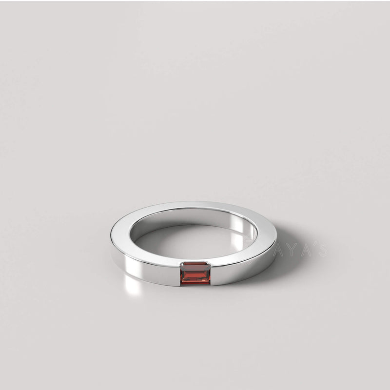 Diza Mens Ring | 925 Sterling Silver, Natural Gemstone, Rhodium Plating & Glossy Finish