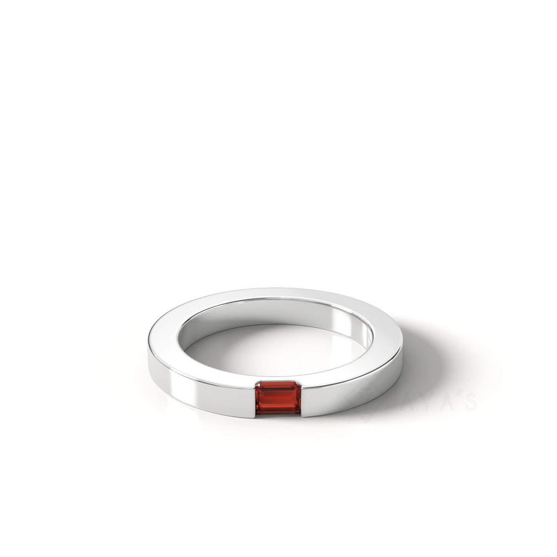 Diza Mens Ring | 925 Sterling Silver, Natural Gemstone, Rhodium Plating & Glossy Finish