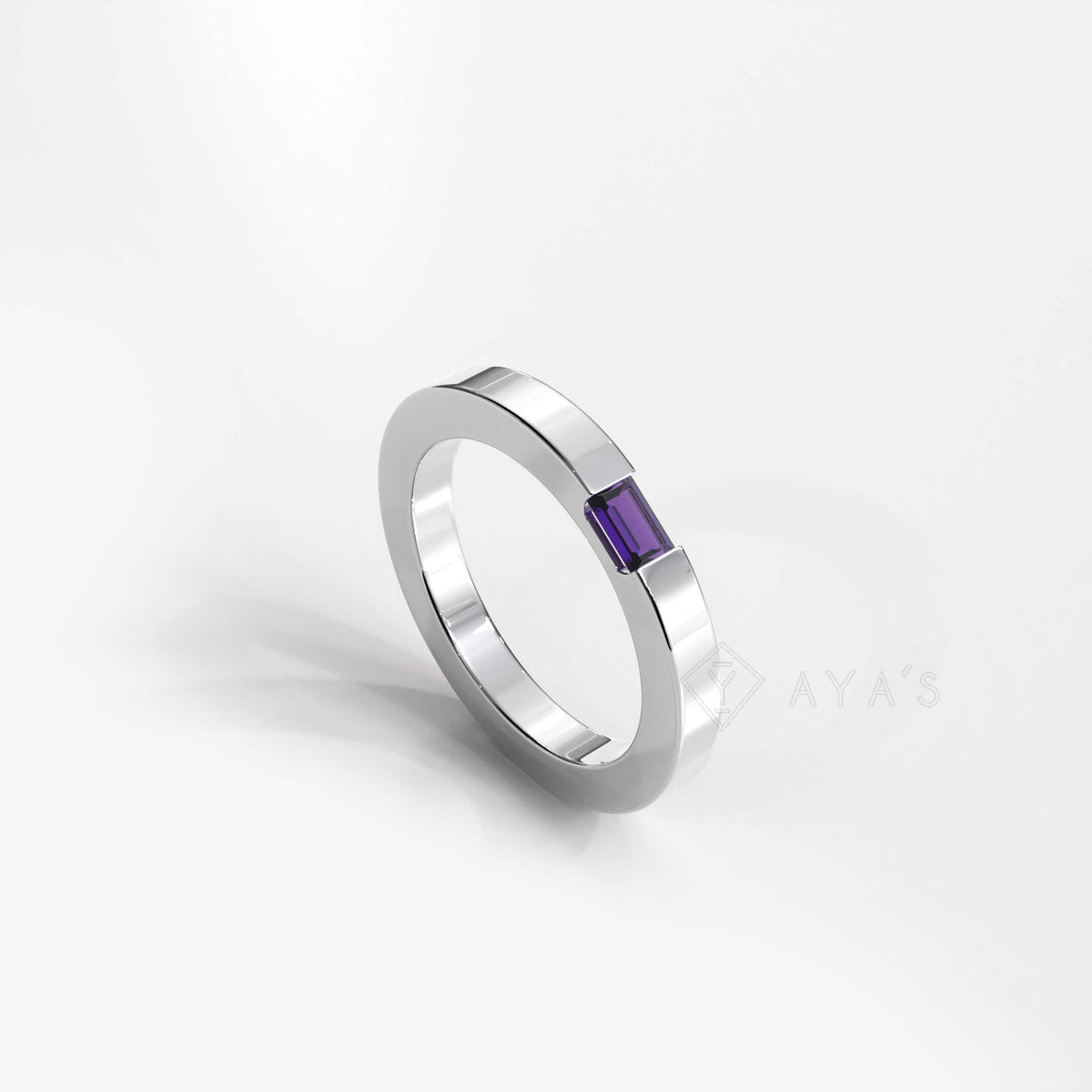 Diza Mens Ring | 925 Sterling Silver, Natural Gemstone, Rhodium Plating & Glossy Finish