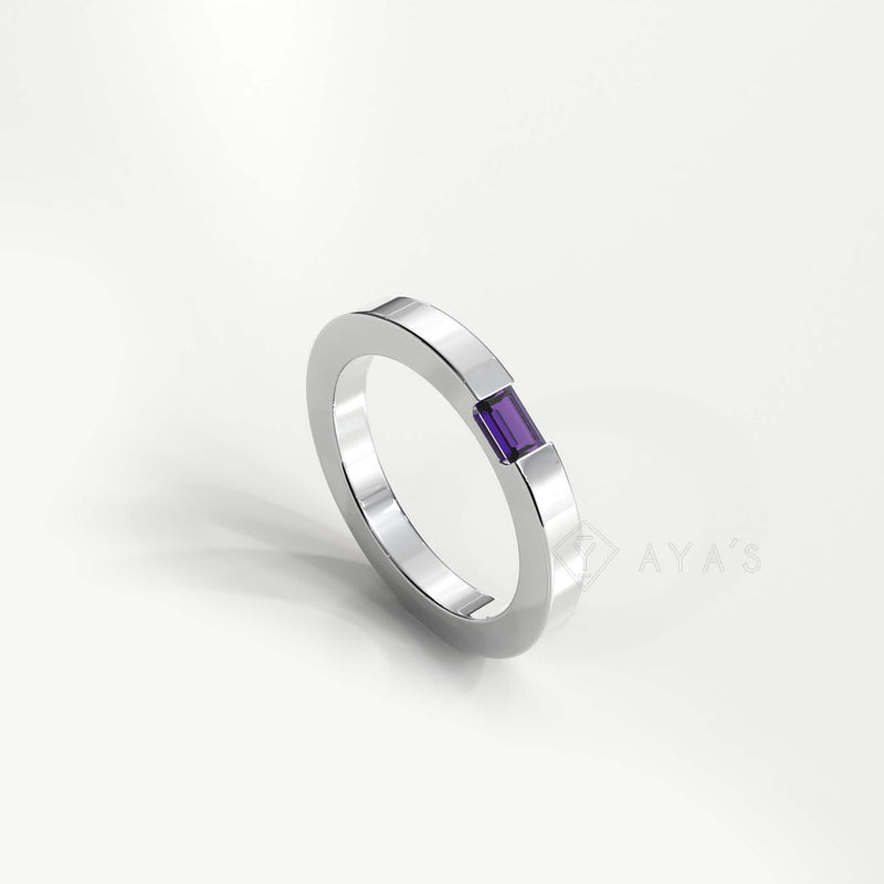 Diza Mens Ring | 925 Sterling Silver, Natural Gemstone, Rhodium Plating & Glossy Finish