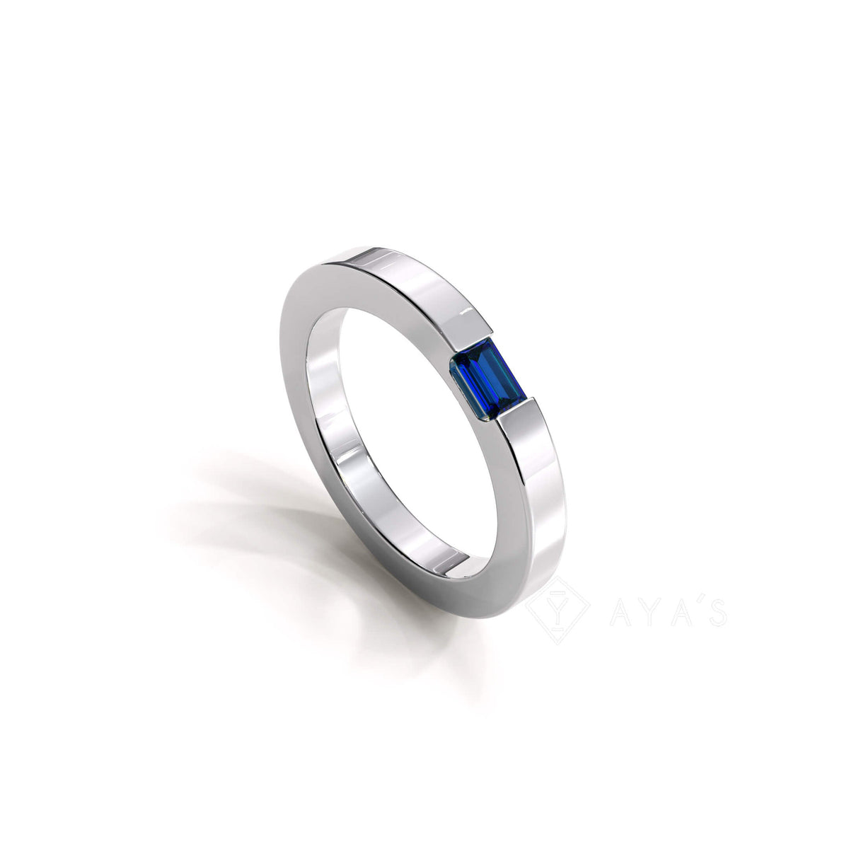 Diza Mens Ring | 925 Sterling Silver, Natural Gemstone, Rhodium Plating & Glossy Finish