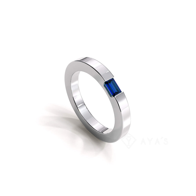 Diza Mens Ring | 925 Sterling Silver, Natural Gemstone, Rhodium Plating & Glossy Finish