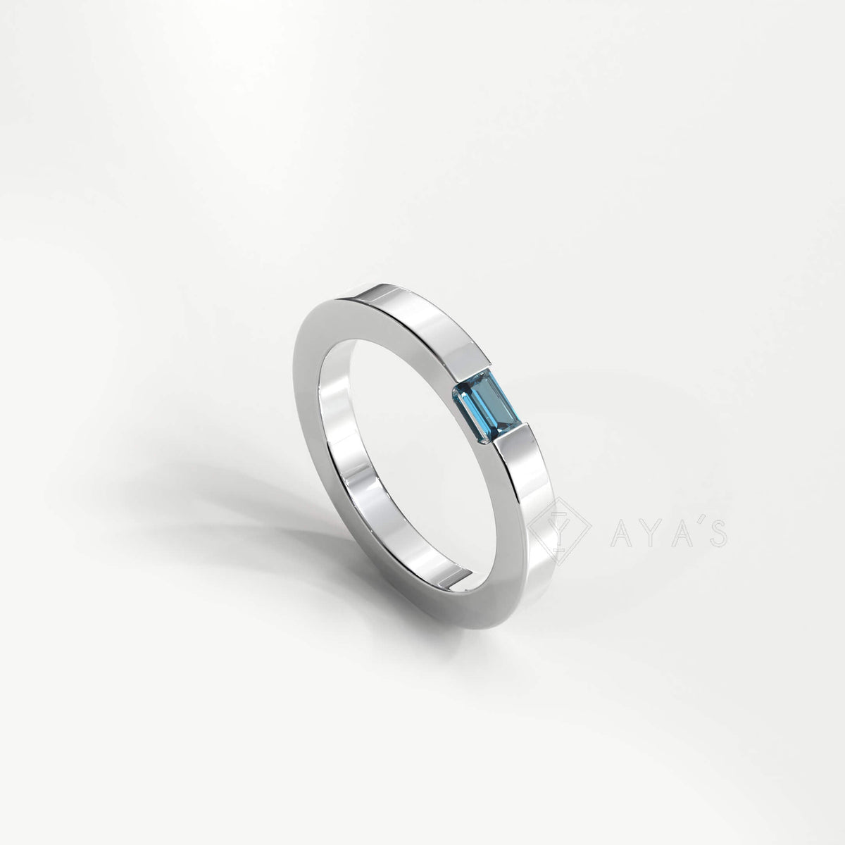 Diza Mens Ring | 925 Sterling Silver, Natural Gemstone, Rhodium Plating & Glossy Finish