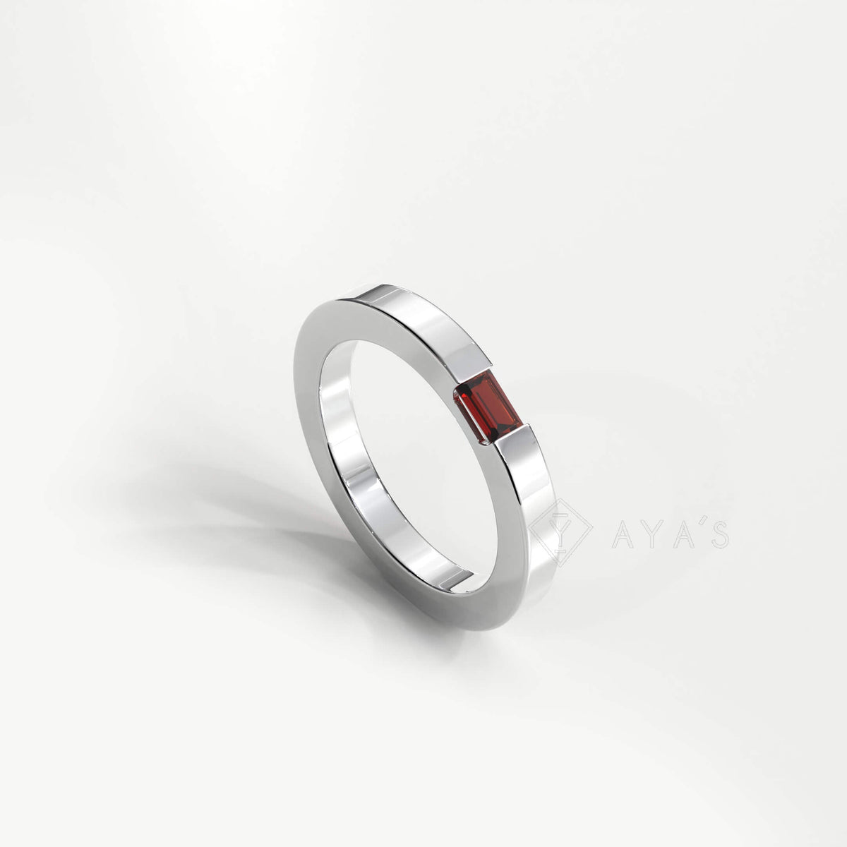 Diza Mens Ring | 925 Sterling Silver, Natural Gemstone, Rhodium Plating & Glossy Finish