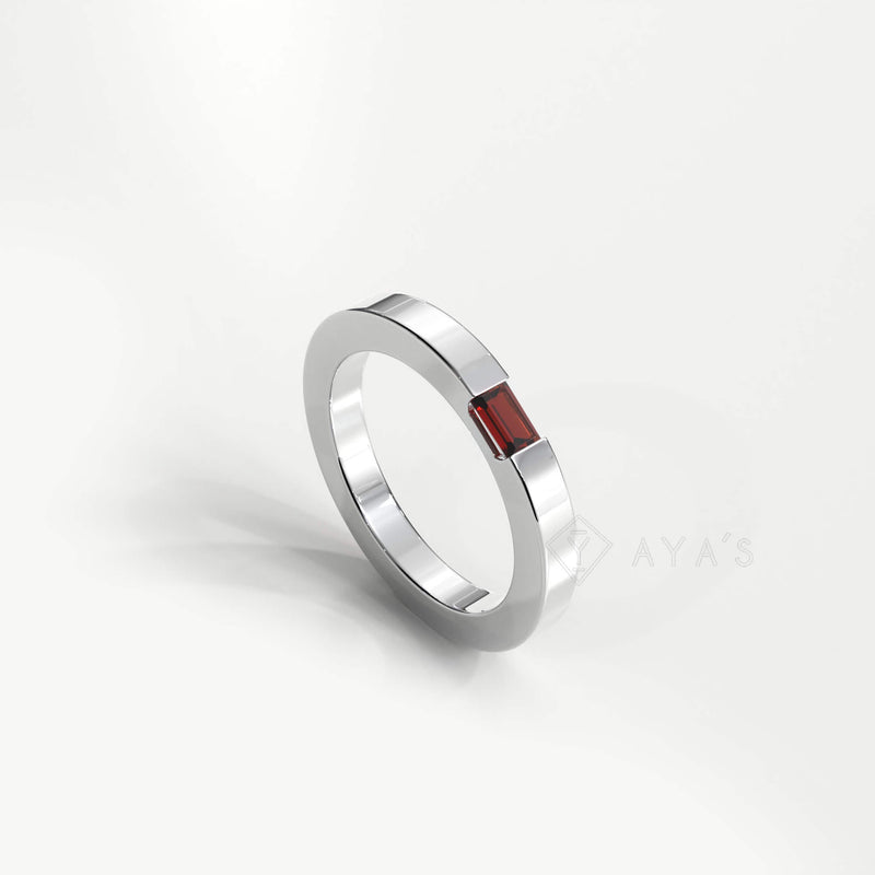 Diza Mens Ring | 925 Sterling Silver, Natural Gemstone, Rhodium Plating & Glossy Finish
