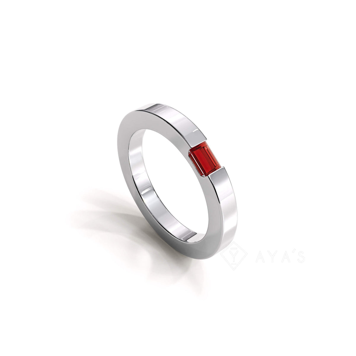 Diza Mens Ring | 925 Sterling Silver, Natural Gemstone, Rhodium Plating & Glossy Finish