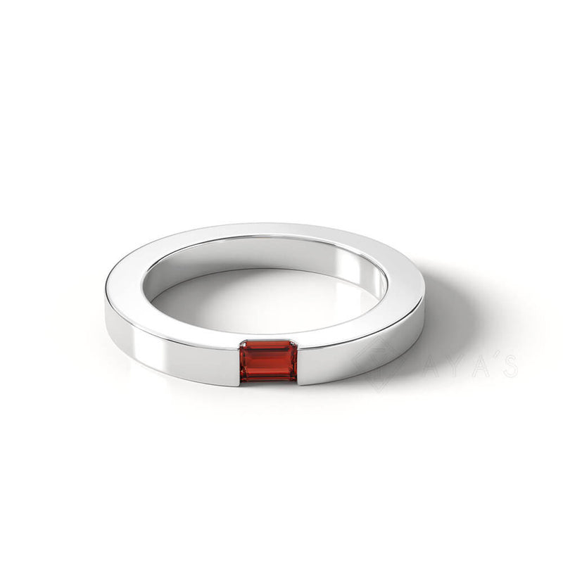 Diza Mens Ring | 925 Sterling Silver, Natural Gemstone, Rhodium Plating & Glossy Finish