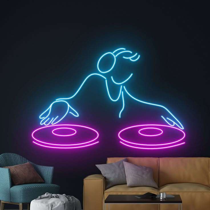DJ Neon LED Wall Sign – Music Club & Bar Room Glow Art Neonsignsindia
