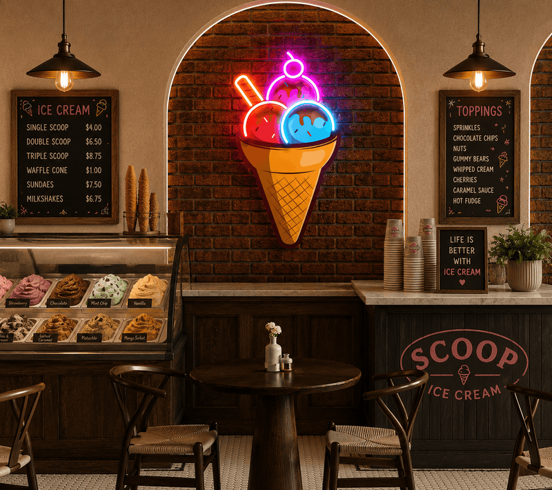 Double Scoop Ice Cream Neon Sign Neonsignsindia