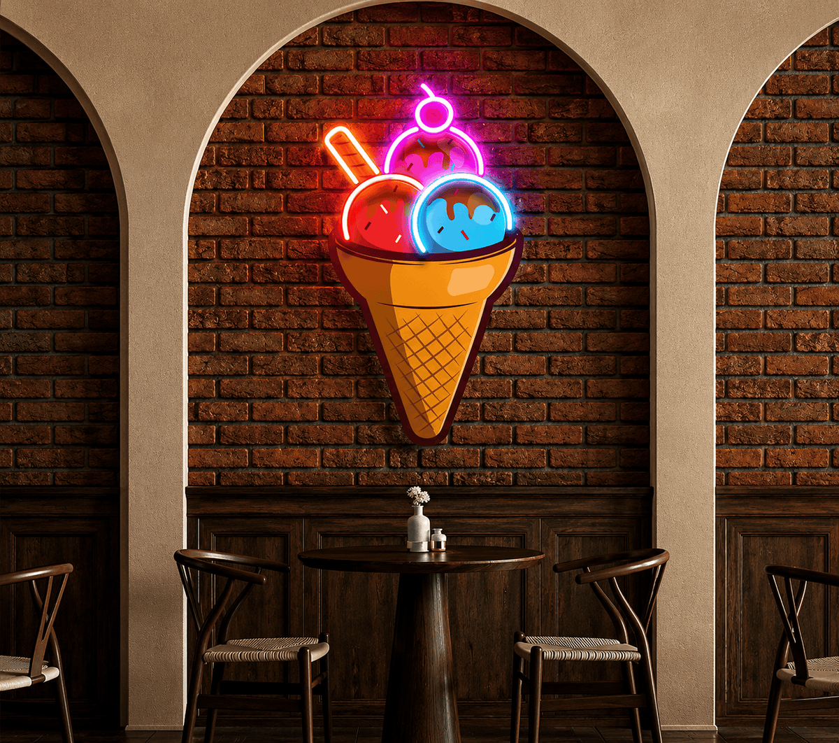 Double Scoop Ice Cream Neon Sign Neonsignsindia