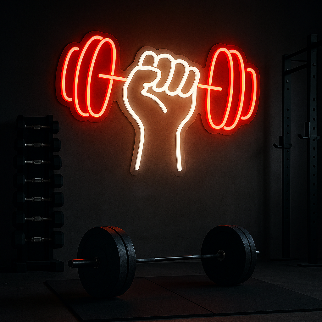 Dumbbell Fist Neon Sign – Gym Motivation LED Neon Light Neonsignsindia